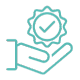 icon representing a hand holding a certification tick